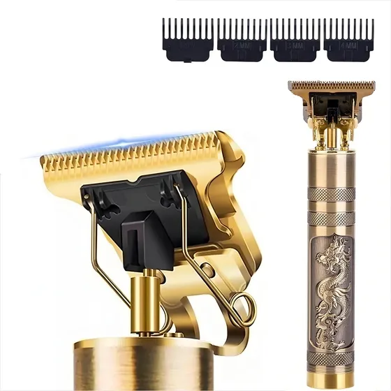 Máquininha De Cortar Cabelo Kamufla Dragão Dourada Cor Dourado