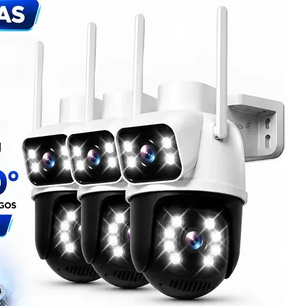 Câmeras Externa Ip 100% Prova D'água Wifi Visão Noturna Movimentação Ptz Auto Tracking Full Hd Infravermelho A28b 6mp 4k Ultra Hd Nexgen Inteligente 2026 Cor Preta Kit 3