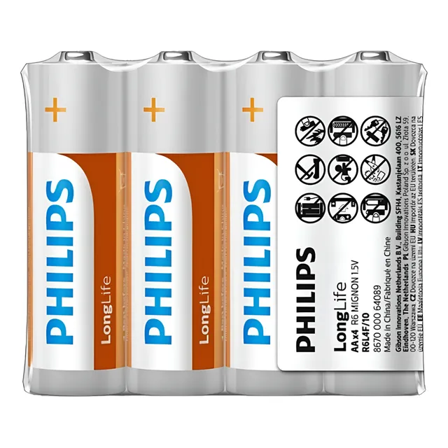 Baterias Phillips Aa 4 Long Life Pilas Extra Vida Zinc