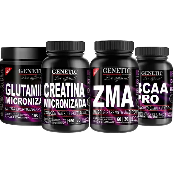 Anabol 4 Zma Creatina Pura Glutamina Aminos Bcaa Pro Genetic