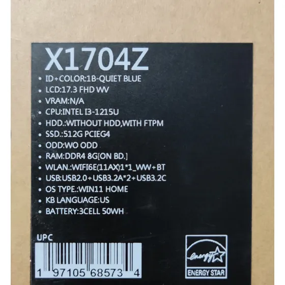 Laptop Asus Vivobook X1704z I3 - 1215u 8gb512gb Ssd 17  Ips