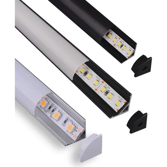 Pack 5x: Perfil Negro Aluminio Esquinero Muebles En Esquina Luz Aluminio Mica Opalino
