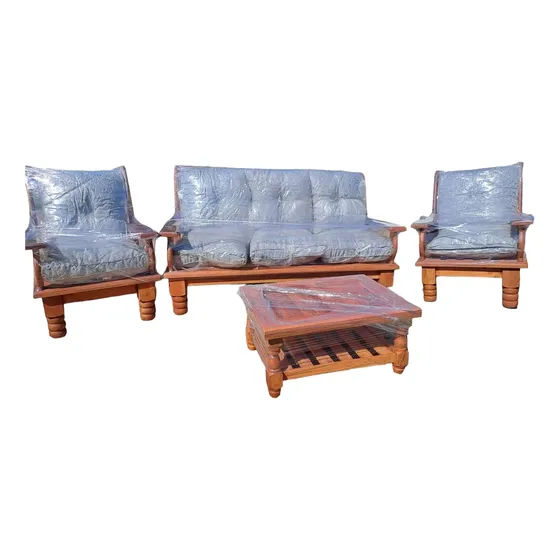 Juego De Living 3 Cuerpos + Almohadones + Mesa Ratona