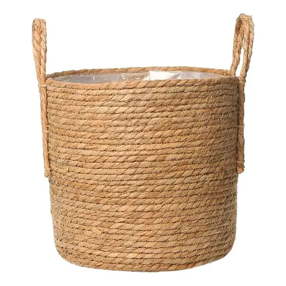 Canasto Seagrass Fibras Naturales Yute Cesto Macetero C33lcm Color Beige