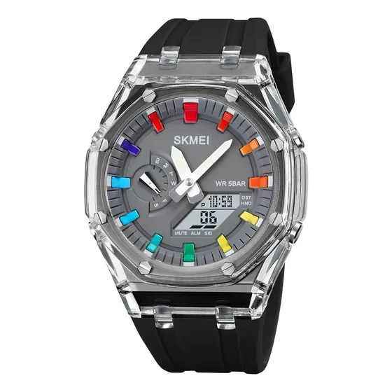 Q Reloj Digital World Time Skmei 50 M Resistente Al Agua