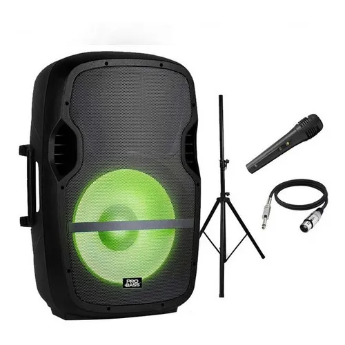 Caixa Som 15 Ativa Bluetooth 800w Led Tripé Microfone Cor Preto Voltagem 220v