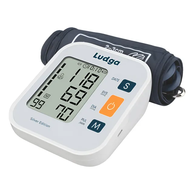 Tensiometro Digital Recargable Con Voz Brazalete 42cm Ludga Color Blanco