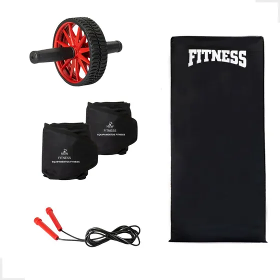 Par Caneleira 2kg Roda Abdominal Colchonete Corda De Pular