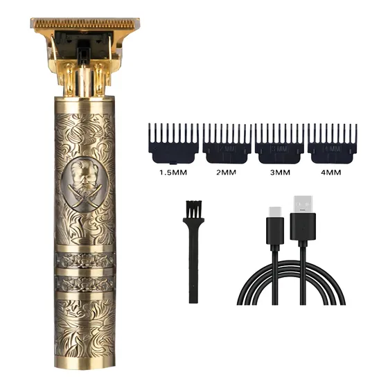 Maquina Cortar Cabello Y Barba Usb Barbero Dorada