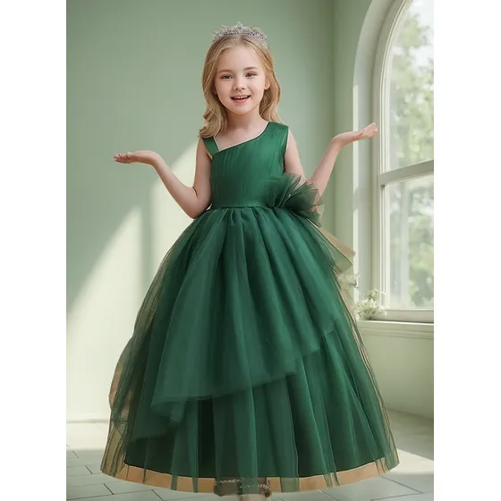 Vestido De Encaje Y Tul Para Nias, Vestido De Fiesta Co [u]