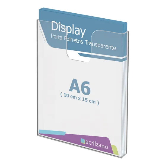 10 Display Acrílico Porta Folder Suporte Para Folheto A6