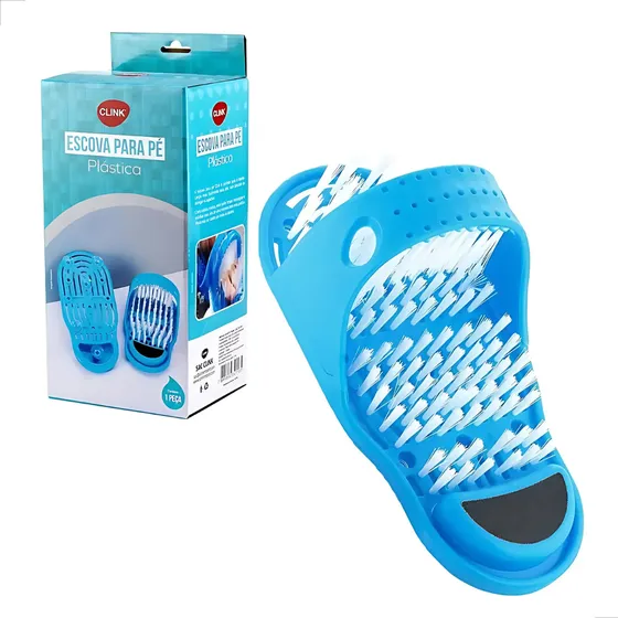 Chinelo Escova Massageadora E Lixadeira Para Pés Clink Cor Azul