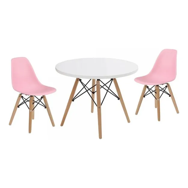 Combo Mesa Eames Kids + 2 Silla Niños Infantil- Alto Impacto