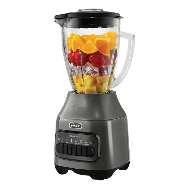 Licuadora Oster Vaso Vidrio 6 Velocidades + Pulso Blstpeggpb Color Gris