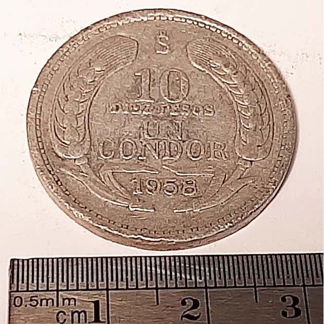 Moneda 10 Pesos Un Cóndor. Chile 1958