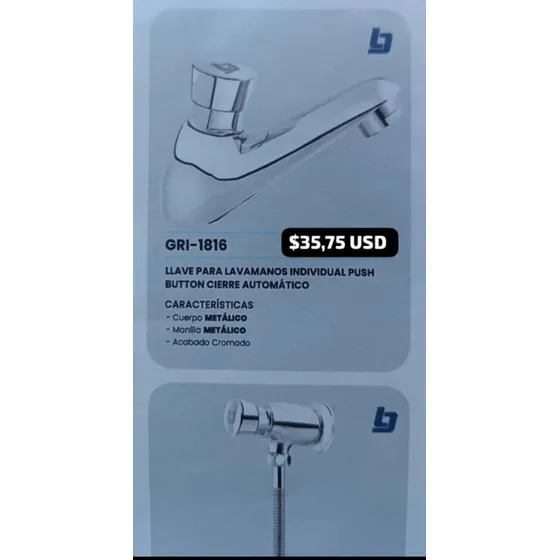Llave Push Botton Belt- G P/lavamanos, Fabric Bronce Cromado