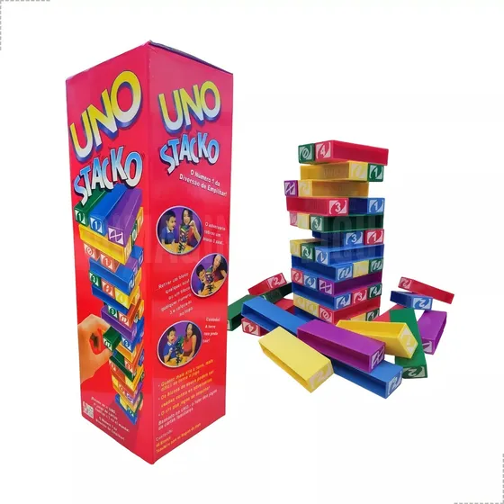 Mini Uno Stacko - Jogo De Habilidade 45 Blocos