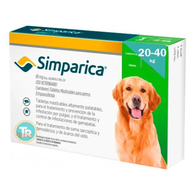 Antiparasitario Simparica 80 Mg 20 A 40 Kg 1 Comprimido - Tr