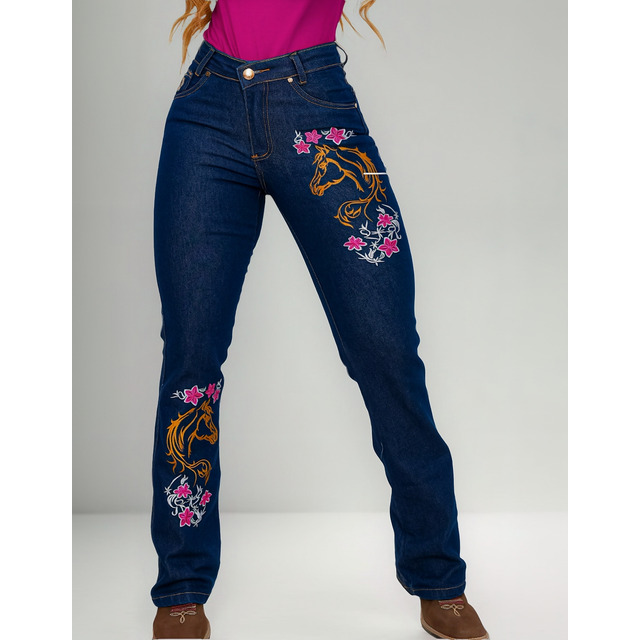 Calça Country Feminina Bordada Cavalo Flare Bootcut Jeans Calça Country Feminina Bordada Cavalo Flare Bootcut Jeans