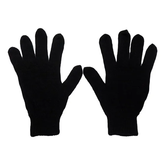 Guantes De Lana Negro Tejido Para El Frío Talla L