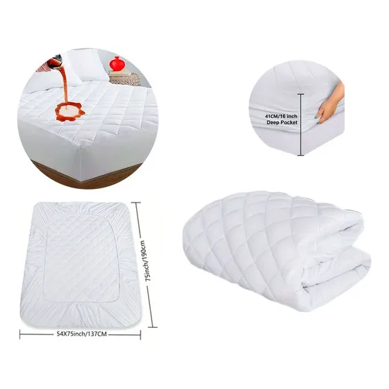 Forro De Colchón Impermeable Acolchado Blanco 1.37x1.90cm