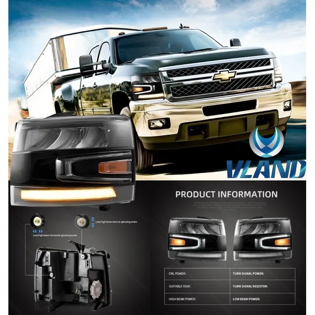 Faros Led Pro Chevrolet Silverado 2007-15 Marca Vland
