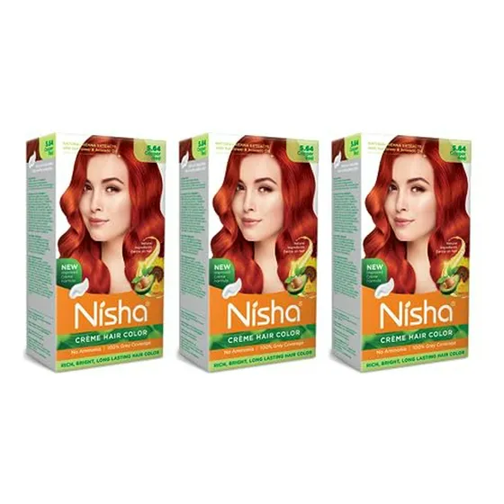 Pack De 3 Tintes Para Cabello Nisha Cobre Rojo