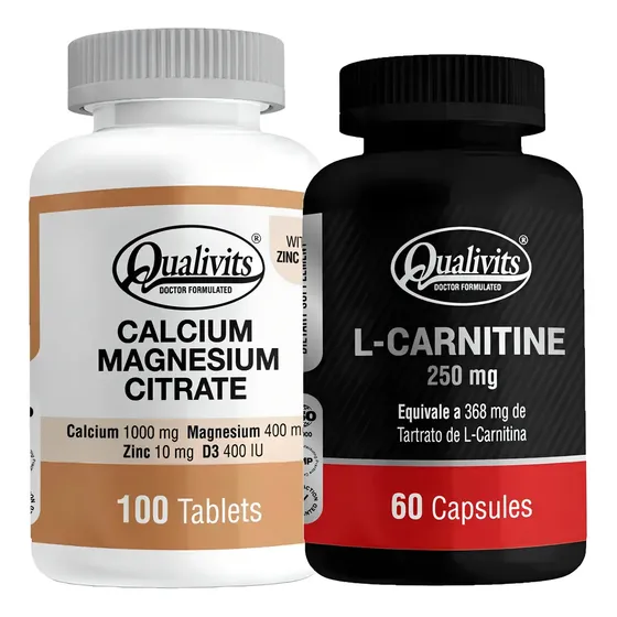 Calcio Magnesio Zinc L-Carnitina Vitamina D3 Cápsulas Qualivits
