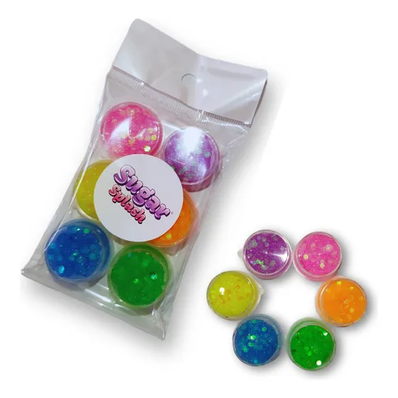 Party Box Bar Kit Glitter Gel X6 Potes Fluo Escamas Fiesta