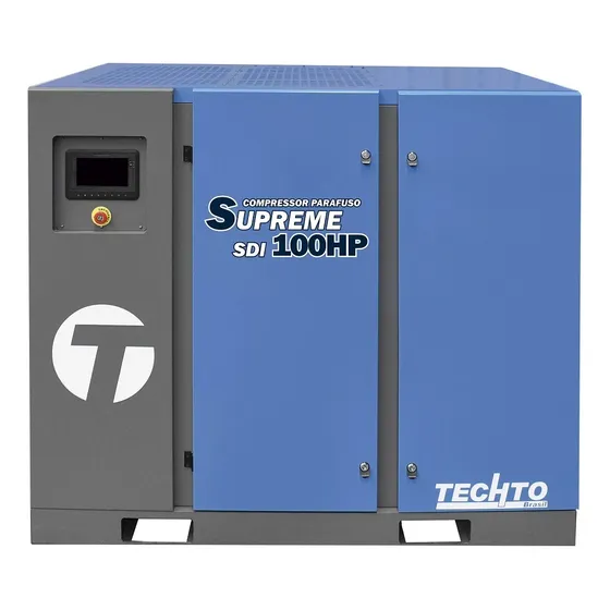 Compressor De Parafuso Techto Supreme Sdi 100hp 380v Azul-aço 60 Hz Trifásica