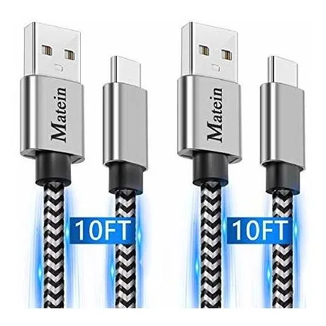 Usb Rapida 2 Unidad 9.8 ft Extra Largo Trenzado Tipo Para 4