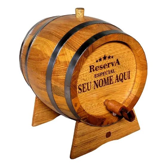 Barril Carvalho 3 Litros Para Cachaça + Personalização 