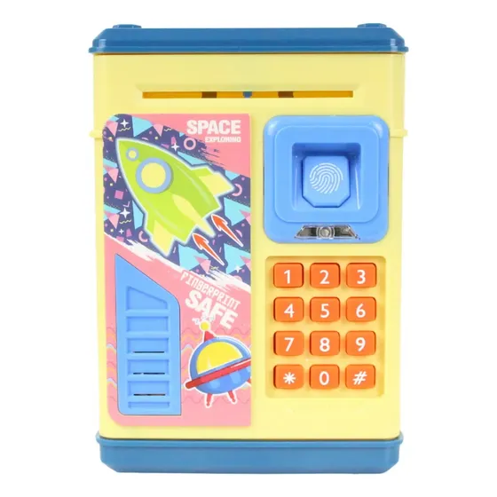 Mini Cofre Dig. Inf. Puxa Notas Biometria-foguete Amarelo