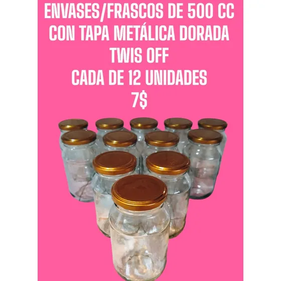 Envases Frascos Vidrio Bocon 500 Cc Tapa Metálica Twis Off