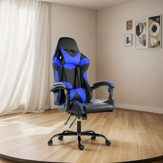 Silla Gamer Lumax Modelo Rom Super Oferta Negro/azul-gaming