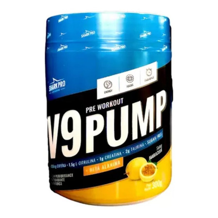 V9 Pump Pre Treino Shark Pro Sabor Maracujá 300g V9 Pump Pre Treino Shark Pro Sabor Maracujá 300g