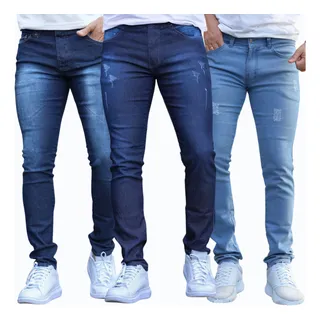 Kit 3 Calças Jeans Masculina Skinny Lycra Melhor Preço Do Ml Kit 3 Calças Jeans Masculina Skinny Lycra Melhor Preço Do Ml