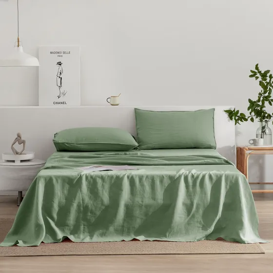 Juego De Sábanas De Lino Everly Queen Size, -verde