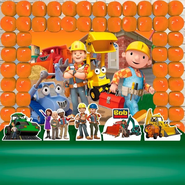Painel Festa Bob O Construtor + Display + Fita Decoração