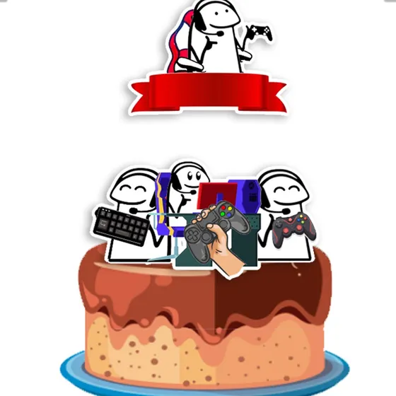 Topo De Bolo Topper Personalizado Flork Gamer 5713