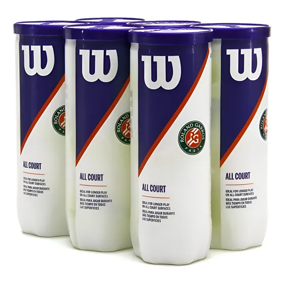 Kit 06 Tubos Bolas Tênis Roland Garros All Court Wilson