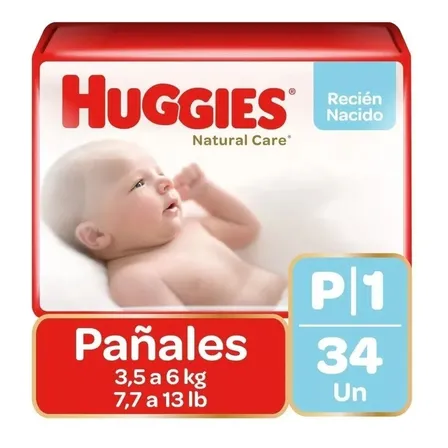 Pañales Huggies Talla P Natural Care 34und