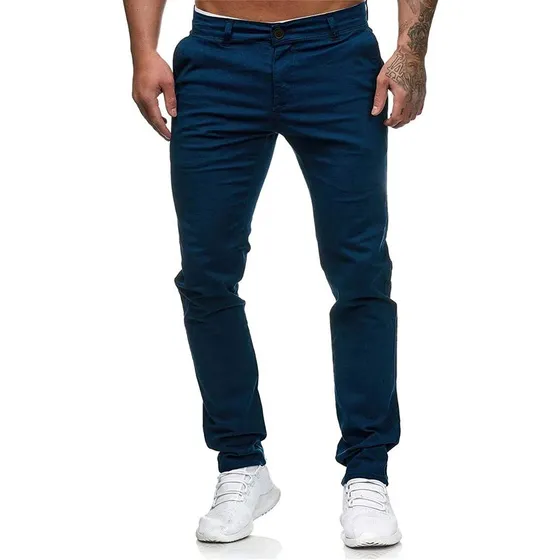 Pantalon Caballero Jogger Clásico Azul L Shein