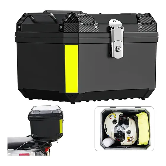 Baul Trasero Caja Moto Abs Respaldo Acojinado 45l 1cascos