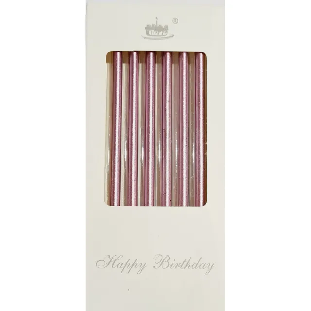 Vela Metálica Oro Rosa Happy Birthday Caja X6