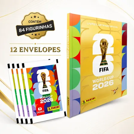 Kit Álbum Capa Dura Ouro Copa Mundo 2026 Figurinha Dourado