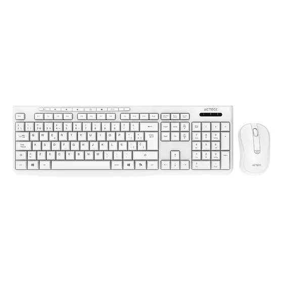 Kit 2 En 1 Teclado Y Mouse Acteck Mk225 Inalambrico Blanco