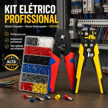 Kit Elétrico Profissional Com Alicate Decapador Fios + Alicate Crimpador + 1200