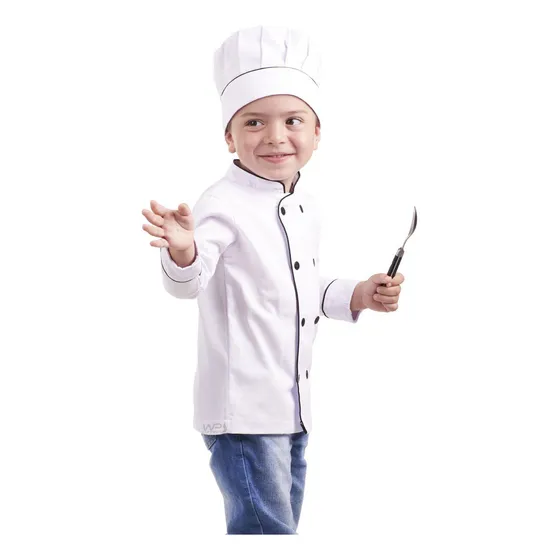 Dolma Infantil Uniforme Mini Chef Criança Infantil Dr Chef