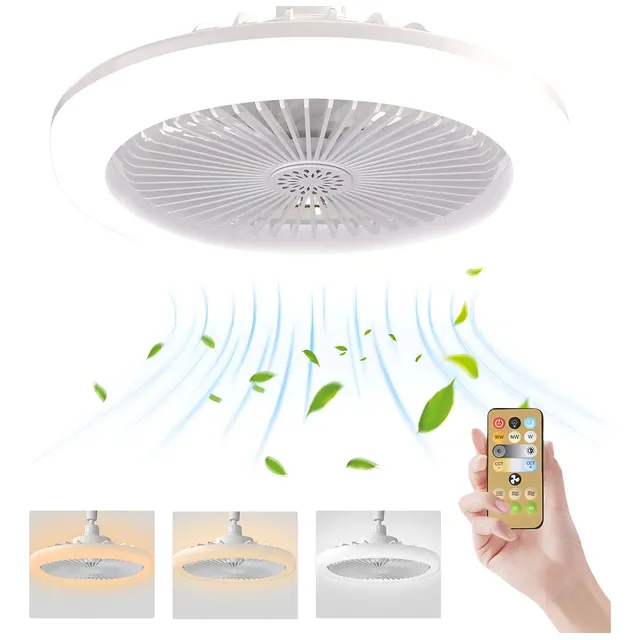 Ventilador de techo Comercio ventilador de techo con luz Lampara De Techo Con Led turbo con 3 aspas de Plástico color blanco estructura color white, 26cm de diámetro 50 220V